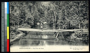 Narrow bridge crossing, Madagascar, ca.1920-1940