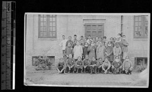 Staff at silk building, Lingnan University, Guangzhou, Guangdong, China, ca.1930