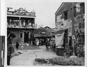 Street scene in Yuenlong, Hong Kong, China, ca.1940