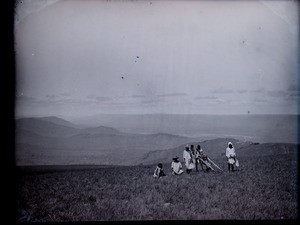 Malagasy carriers in the foreground, Bara, Madagascar, ca.1893