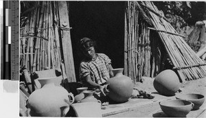 Woman making pottery, Guatemala, ca. 1946