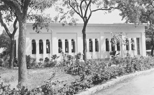 Union Mission Tuberculosis Sanatorium, Arogyavaram (UMTS), Andhra Pradesh, Sydindien. Den ombyggede kirke, ca. 1966