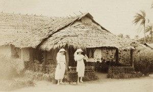 Emily Godfrey and Miss Stringer outside dispensary, Nigeria, 1923