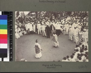 Crowds watching performance of dancing, Madagascar, ca. 1900