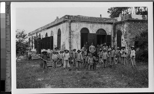 Chinese orphans preparing to work the fields, Sharp Peak Island, Fujian, China, ca.1910