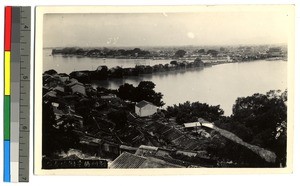 Bridge and flooded river, Chao'an, China, ca.1913-1923