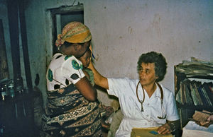 Missionary and Nurse, Anna Stubkjær Borg, sent by DMS to Tanganyika/Tanzania, 1951-82. Here she