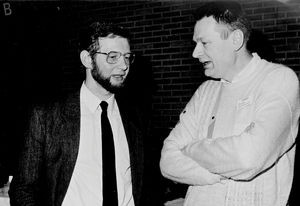 Annual meeting 1987 Lemvig. Karsten Nissen (left) and Knud Sorensen in conversation