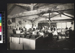 At work inside LMS Press, Antananarivo, Madagascar, ca. 1930