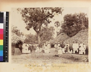 Indigenous Christians in village, Vizianagaram, India, ca.1885-1889