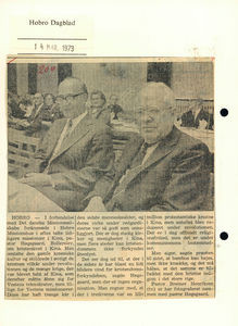 Cuttings from Hobro Dagblad. The Danish Mission Society Spring meeting 13.3.1973 in Hobro. Here