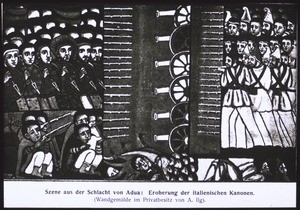 Bild in e. Kirche v. Abessinien. Schlacht bei Adua, 1896