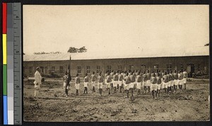 Gymnasts outside their school, Kafubu, Congo, ca.1920-1940