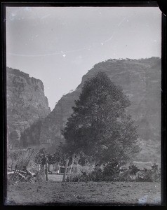 Entrance to a village at the foot of the mountain, Isalo, Madagascar, ca.1893