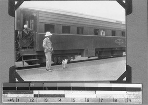 Passenger train at a station in Tanzania, 1929