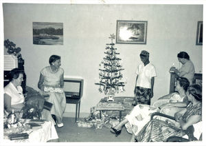 Christmas Eve 1958 on school-DMS, Aden Arabia. It is Sister Dagnys Christmas Martha Holst keeps