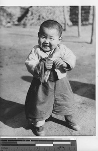 A little boy at the Korean mission at Fushun, China, 1938