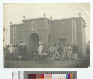 Village Church and Congregation, Sialkot, Pakistan, ca.1910