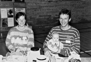 DSM Annual Meeting in Vejle 1993. Ellinor Kirkegaard Pedersen & Jens Pedersen with Anna. Missio