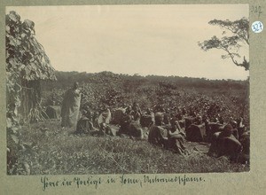 Listeners of the sermon in Sonu, Lower Machame, Tanzania, ca.1895-1905