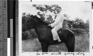 Fr. James Smith, MM on horseback, Yeung Kong, China, ca. 1940