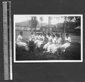 Fukien Christian University choir singing, Shaowu, Fujian, China, 1938