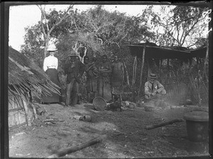 Swiss missionaries with a group of African people, Mozambique, ca. 1901-1907