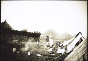 Camp of people travelling in the train of a prince