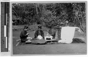 Four Japanese women sewing, Japan, ca. 1920-1940