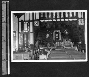 Interior of chapel at Fukien Christian University, Fuzhou, Fujian, China, ca.1937