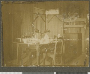 Interior of mission home, Tumutumu, Kenya, 1921