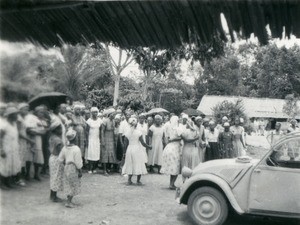 People in front of the church, in Meyo, Gabon