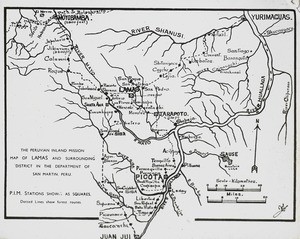 Map of Peruvian Inland Mission stations, ca. 1947