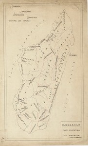 Madagascar : map of the distribution of populations