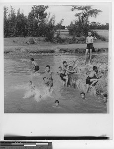 Boys play in the river at Wuzhou, China, 1950