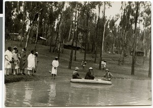 Testing a rubber boat, Addis Abeba, 1928