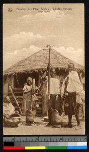 People pounding mortars, Sudan, ca.1920-1940