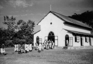 Assam, Nordindien. Gaorang/Gaurang Kirke. (Anvendt i: Santalposten nr 6/1939). Blev i 1977 erstattet af en ny kirke