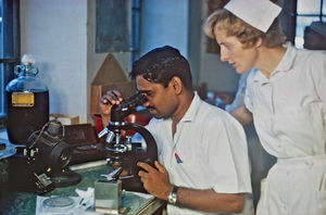 Missionary nurse Signe Jung at the American Mission Hospital in Muscat, Oman, 1968