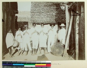 Antaimoro boys playing in a music band, Vohimasina, East Coast, Madagascar