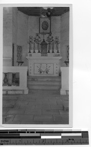 An altar erected at a mission station at Xinchang, China, 1928