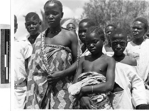 Close up of a group of people, Africa, October 1950