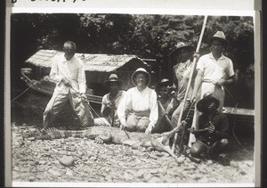 A crocodile which has been killed (Rev. Gerlach on trek)