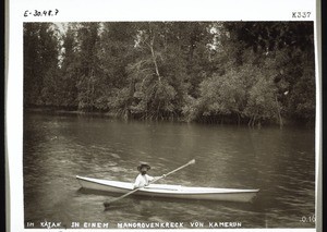 Im Kajak in einem Mangrovenkreck von Kamerun