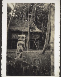 Dayak house with lampatong. Village in