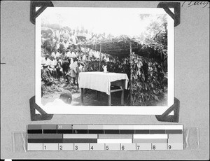 People waiting for a baptism ceremony, Nyasa, Tanzania, 1936