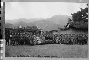 Governor and city troops of Ing Tai, Fujian, China, 1933