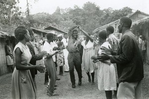 People dancing in a village, in Gabon