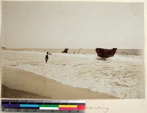 Shipwreck on a shore on the eastern coast of Madagascar