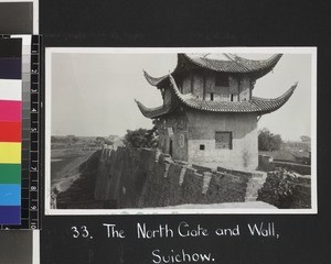 View of North Gate and Wall, Suixian, China, ca. 1937